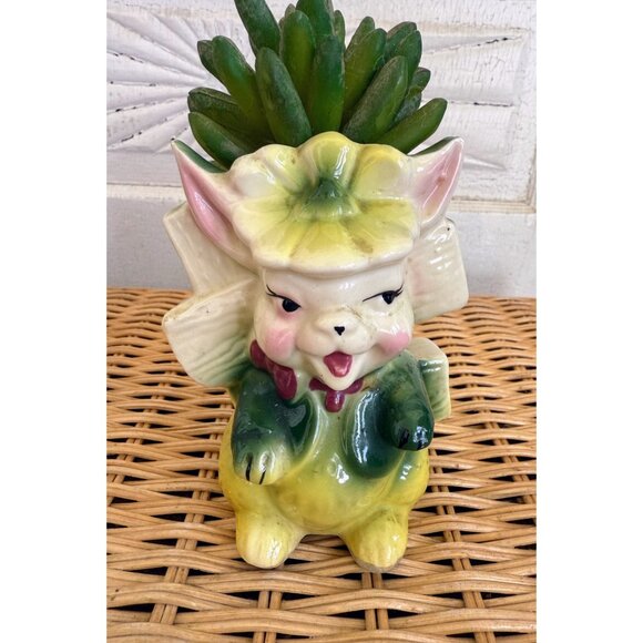 Vintage 50's Anthropomorphic Whimsical Bunny Rabbit Planter Vase - Picture 1 of 13